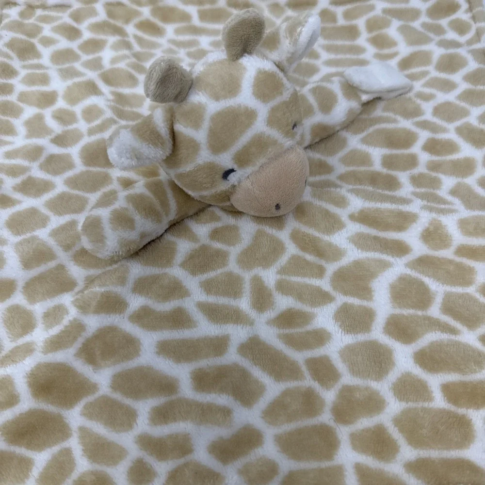 Carters Giraffe Print Plush Brown Baby Lovey Security Blanket 14 Inch